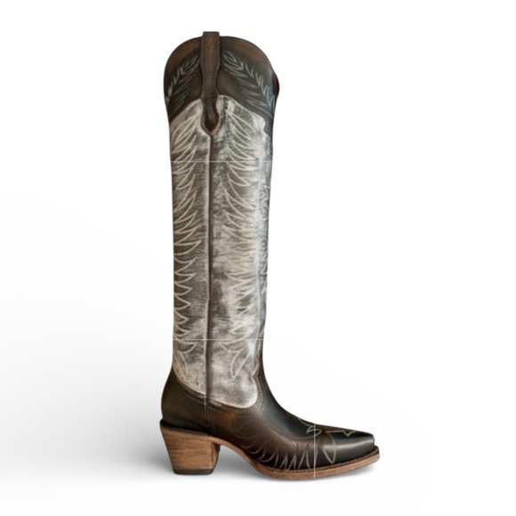 freebird Shoes - Freebird Misty Ice Tall Western Leather Boots Size 6